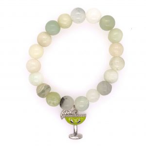 Margarita Charm Green Agate Semiprecious Stone Beaded Bracelet