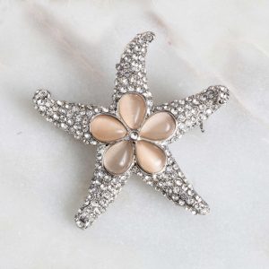 Pave Rhinestone Starfish Brooch